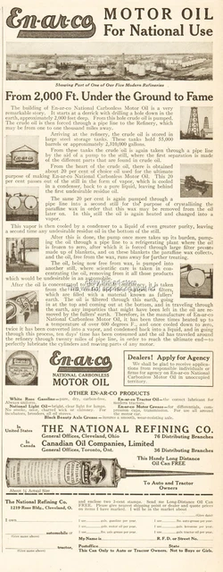 1917 National Refining Company Cleveland Ohio ENARCO Motor Oil Refinery Gas Ad