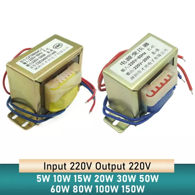 5W TO 150W Isolation/Power Transformer 220V To 220V AC 1:1 Safety Isolation EI