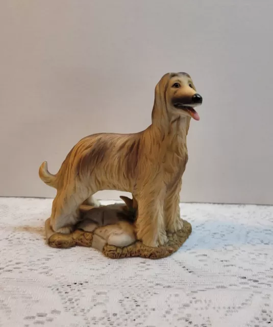 Vintage porcelain Afghan hound dog standing figurine -  4" tall by  4 1/2" long