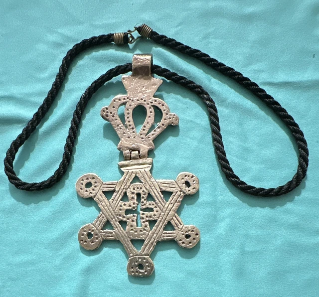 Vintage Crafted Hinged Ethiopian Coptic Christian Cross, Star Of David Pendant