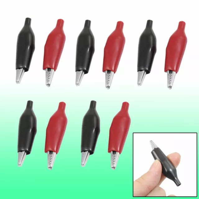 10 Pcs Insulating Multimeter Alligator Cable Clip Black Red