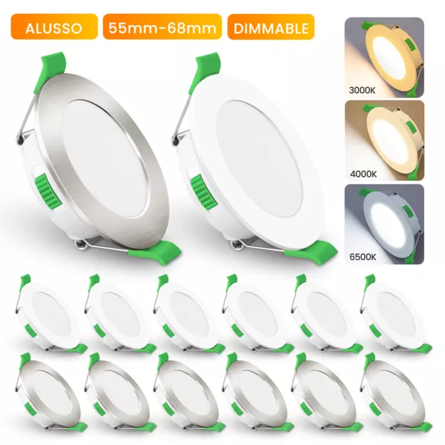 4W LED Panel Light Round Tri-Color Dimmable Recessed Ceiling Down Lights 55-68mm