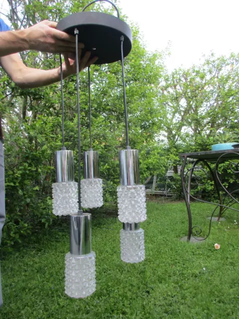 Lustre Suspension Cascade 5 Lampes Reglables Vintage Design Italien 70