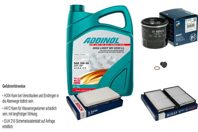 BOSCH Inspektionspaket 5L MANNOL Energy 5W-30 Für