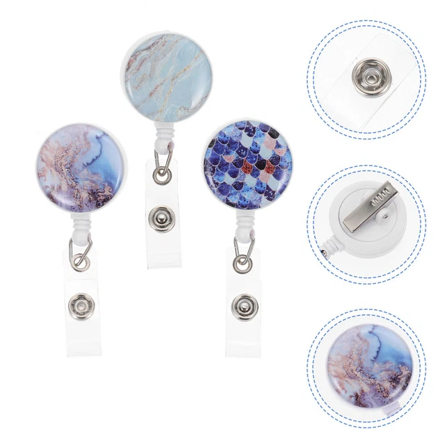 3PCS -Abzeichen Clips Retractable Badge Reels Delicate Badge Rolls Hanging Card