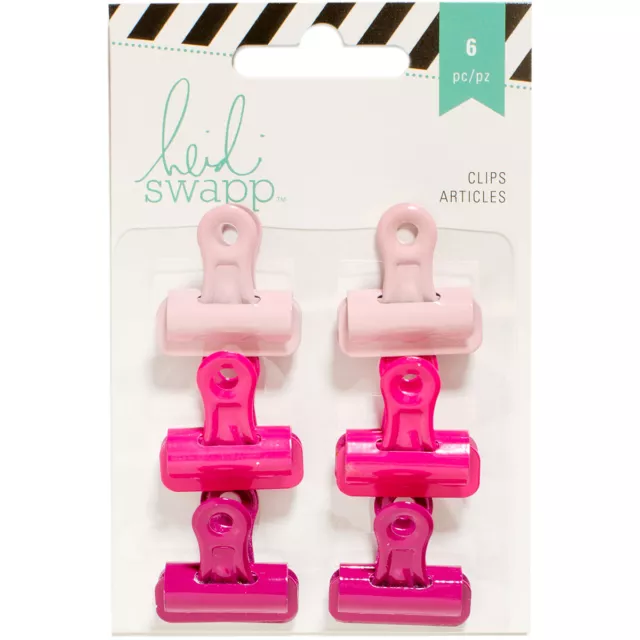 Heidi Swapp Bulldog Clips 1" 6/Pkg-Pinks