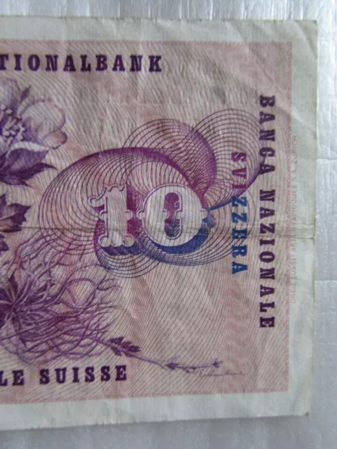 1963 Banque Nationale Suisse 10 Francs Banknote 3