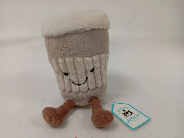 Tag M P JELLYCAT AMUSEABLES COFFEE To Go Plush Soft Toy Grey Brown With both ...