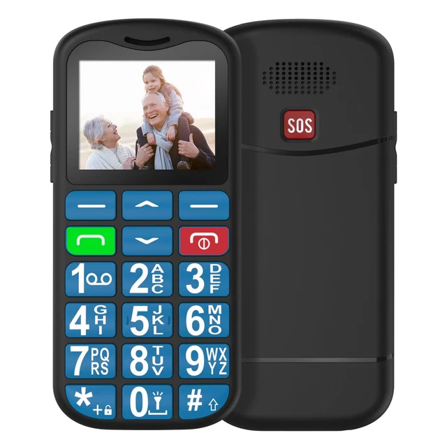 Téléphone Portable Senior à Clapet - Grandes Touches, Volume Sonore Amplifié, GSM Débloqué, Bleu