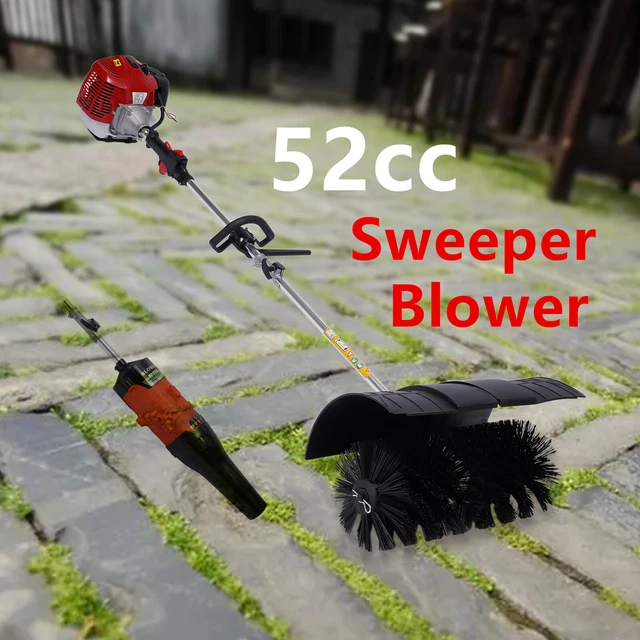 Gasoline Power Sweeper Broom 52cc Driveway Turf Grass Snow Clean Blower