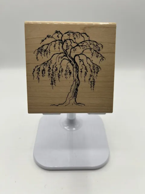 Wood Mounted Rubber Stamp Print. Willow Tree. Card Making, Decoupage, Crafts