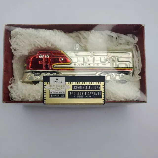 Hallmark Keepsake Reflections Blown Glass 1950 Lionel Santa Fe Train Ornament