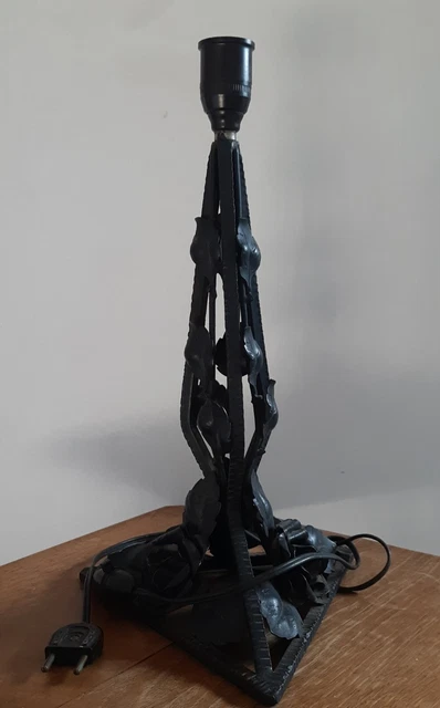 Top + Superbe Ancien Pied De Lampe Art Déco Fer Forgé 36 Cm +