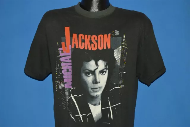 vtg 80s MICHAEL JACKSON BAD TOUR DATES 1988 TOUR PEPSI 2-SIDED BLACK t-shirt L