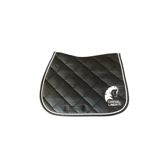 Tapis de Selle Full - Noir - Brodé CHEVAL LIBERTE Argenté - Passion Equitation