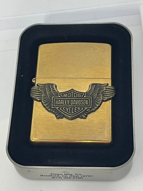Zippo 2000 Harley Davidson Wing & Shield Brass Lighter Unfired In Box  V657