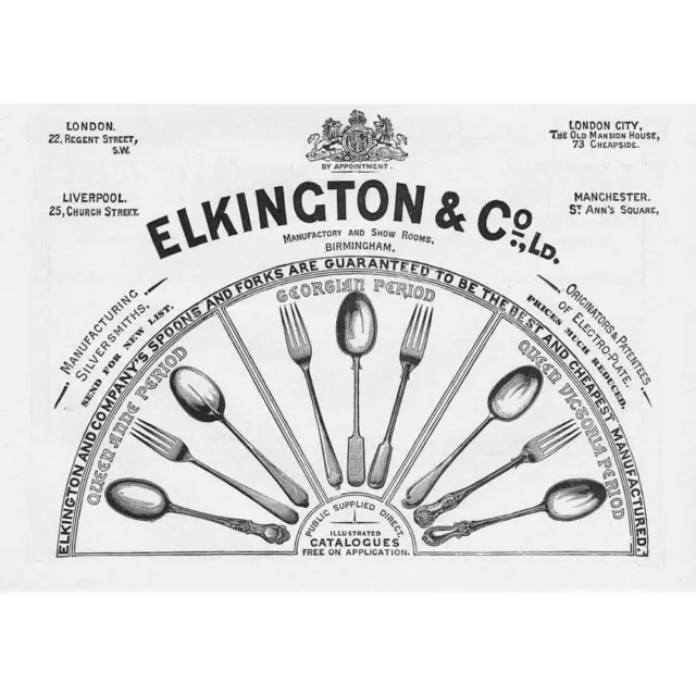 ELKINGTON & CO Cutlery Victorian Advertisement 1895