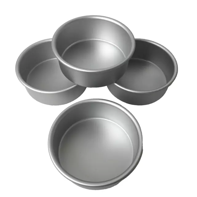 Fat Daddio's Anodized Aluminum Round Cake Pans 5 x 2 Inch Set o4