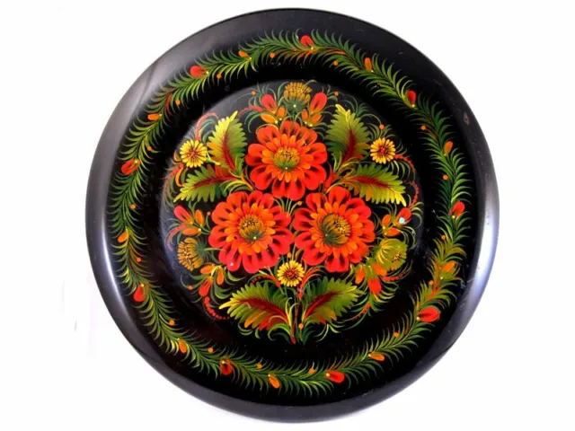 Beautiful Russian Wooden Lacquer Plate, Hand Painted, Artist Signed!!!