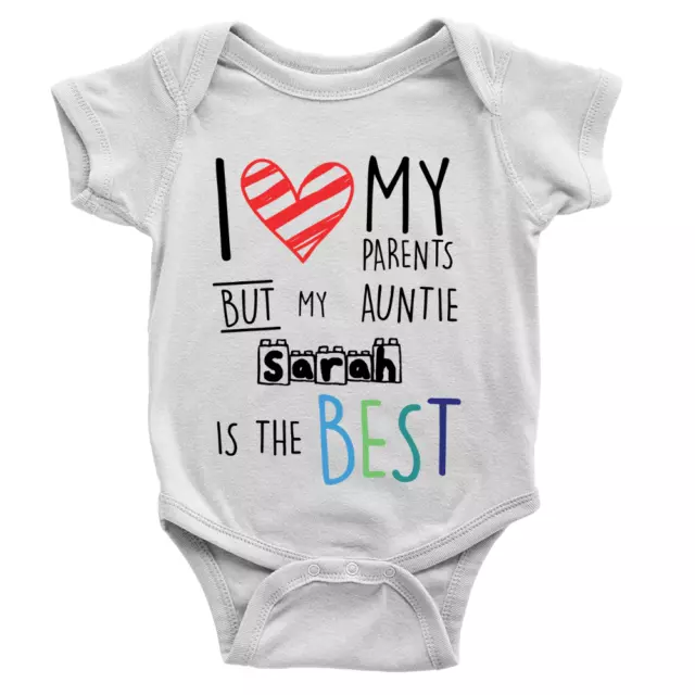 Personalised Auntie Is The Best Babygrow Cool Hearts Gift From Aunt Custom Name