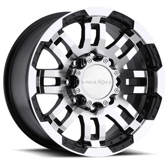 15x6 Black Machined Wheels Vision HD 375 Warrior 5x114.3 0 (Set of 4)  83 New