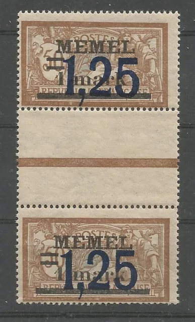 MEMEL,  INTERESSANTES "AUFDRUCK"  PAAR MIT ZIERFELD,  Mi.Nr. 50,  POSTFRISCH /**