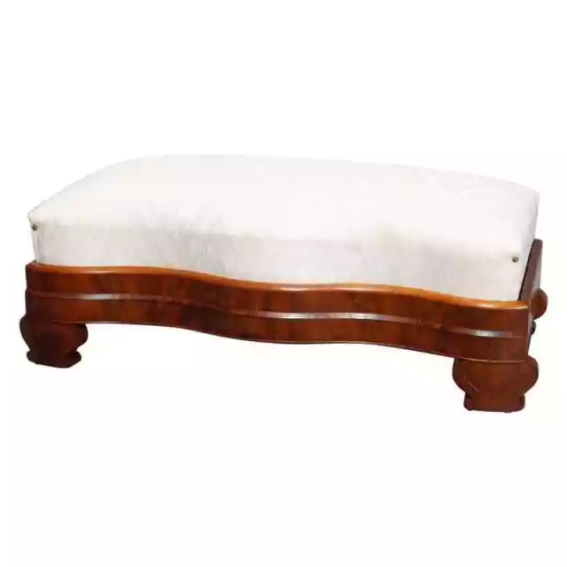 American Empire Classical Serpentine Flame Mahogany Slipper Bench, circa 1840