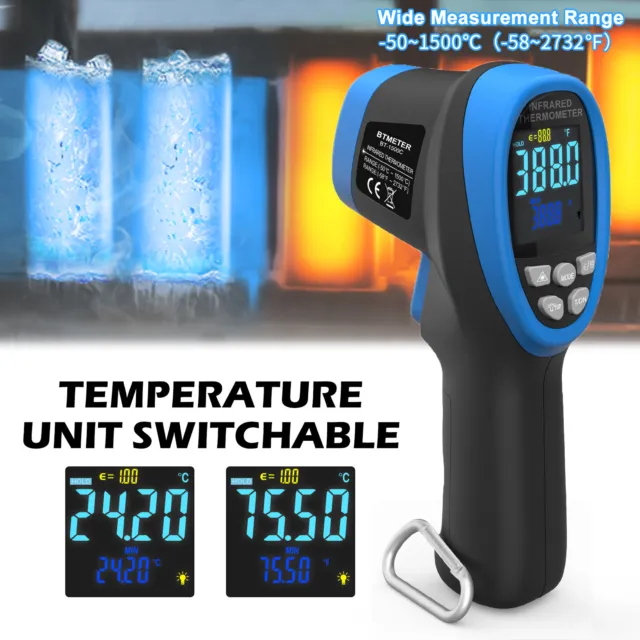 Temperature Temp Meter Gun Digital Laser Thermometer Infrared LCD Color Screen