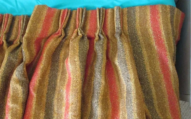 Vintage Mid Century Curtain Panel Pinch Pleat Weave Large Fabric