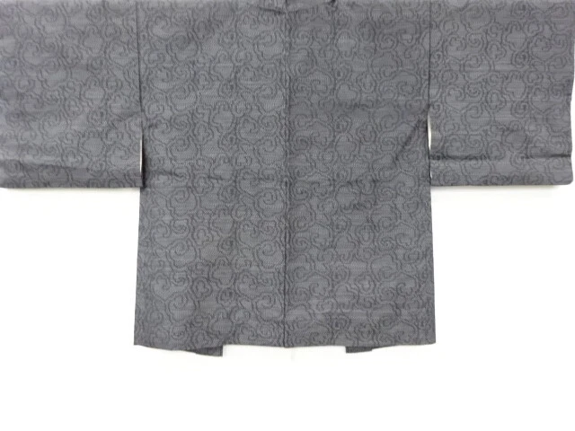 6601698: Japanese Kimono / Vintage Haori / Doro Oshima Tsumugi / Woven Arabesque