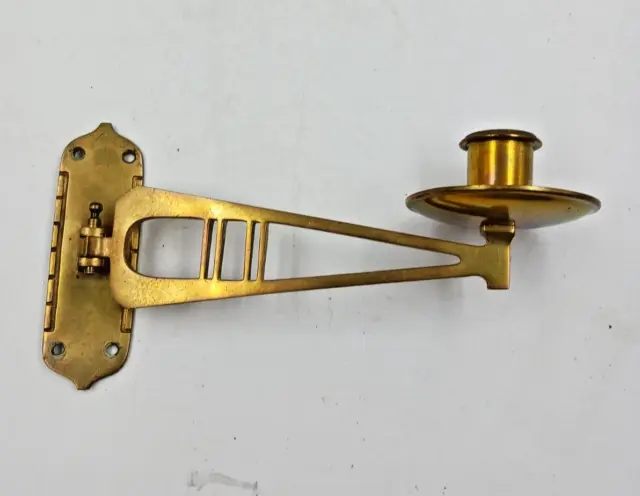 Brass Single Swing Arm Sconce Candle Holder Wall Mount Art Deco Marked C.M. 784
