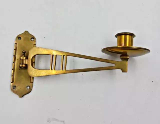 Brass Single Swing Arm Sconce Candle Holder Wall Mount Art Deco Marked C.M. 784