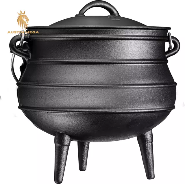 Lehman's Campfire Cooking Kettle Pot - Cast Iron Potje Dutch Oven with 3 Legs and Lid, 9.5 inch, 1.5 Gallon