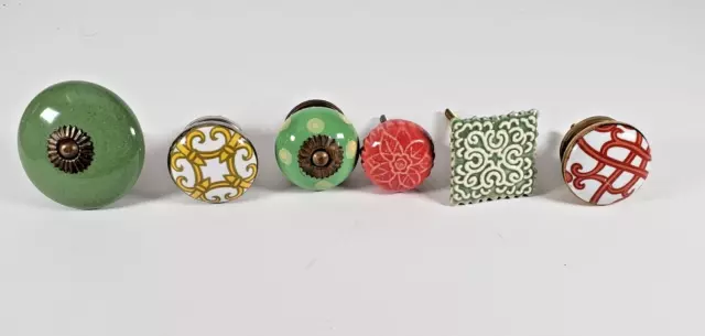 Pull Knob Handle Decorative Ceramic Glass Door Drawer Cabinet Hardware Lot of 6