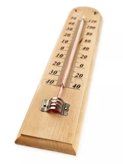 Wooden Thermometer Indoor Outdoor Glass Wall Hanging Room Sensor 21.5cm 3