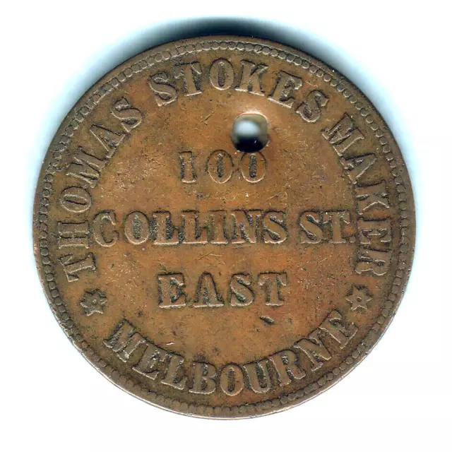 Australia Token.. Stokes  - 1862 1d.. Melbourne Vic..  Emu reverse.. aVF