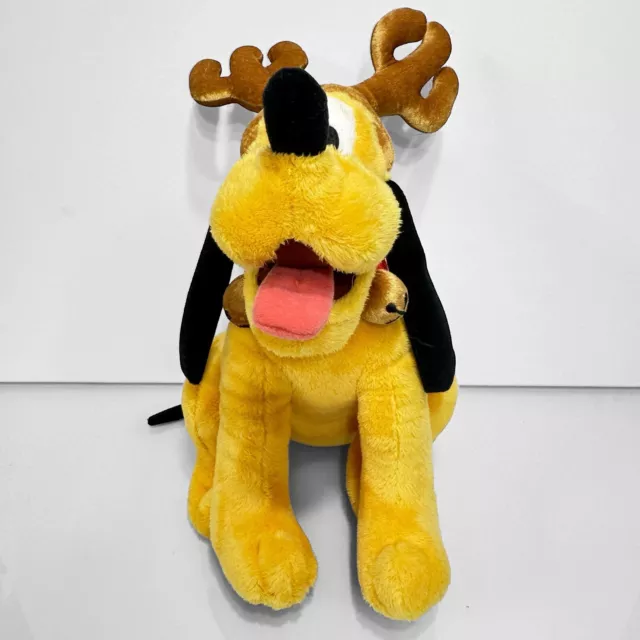 Disney Store Exclusive Pluto Reindeer with Antlers and Jingle Bells Plush