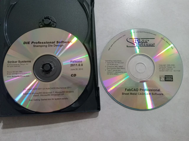 Striker Systems 2011 DIE Professional FabCAD Sheet Metal CAD CAM Software 2007