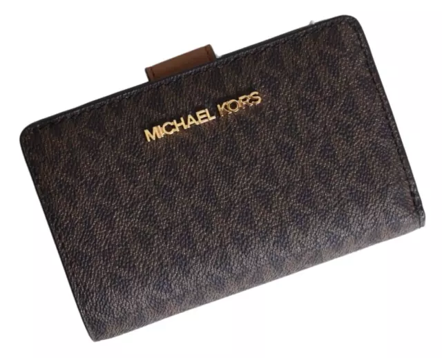 MICHAEL KORS Geldbörse Portemonnaie Wallet JET SET TRAVEL BIFOLD ZIP braun