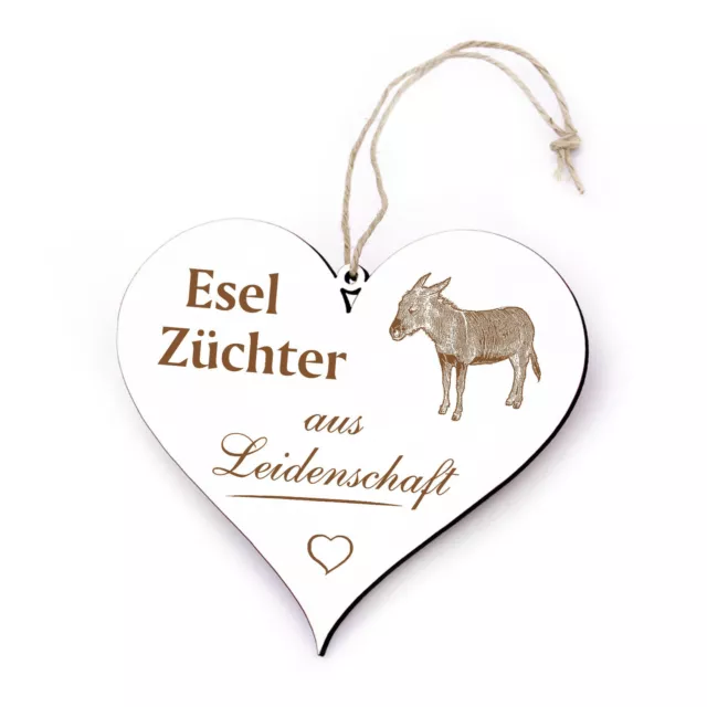 Schild Herz graviert - Esel Züchter aus Leidenschaft - Deko Türschild 13x12cm ❤