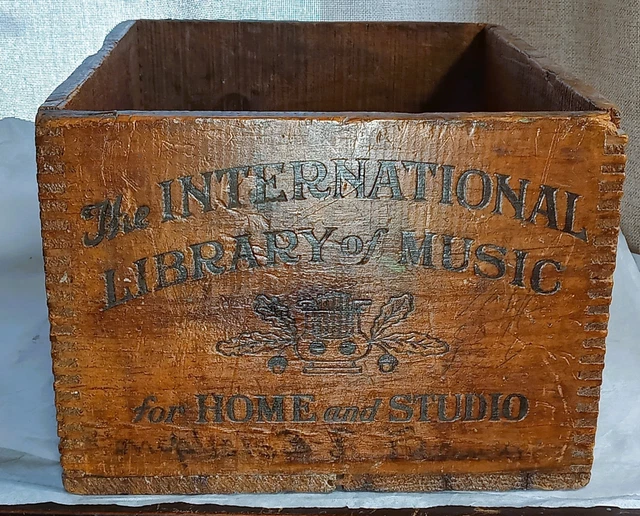 Neat Old Wooden Crate "International Library of Music" Country Look