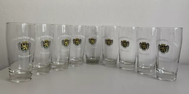 Set of 9 Vintage German Beer Glasses Heidelberg Crest Kirkpatrik-Brau SEIT 1962