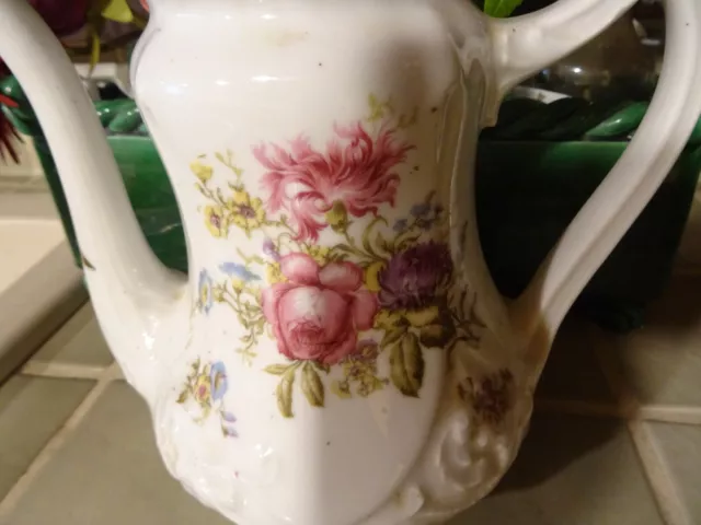 Super Beau Vase  Romantique Porcelaine   Roses Anciennes  Anse Dorures= Ans20/30 2