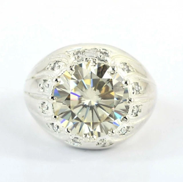 Bague De Fiançailles 5 Carats Diamant Blanc F Certifié - Argent 925 - Brillant Superbe
