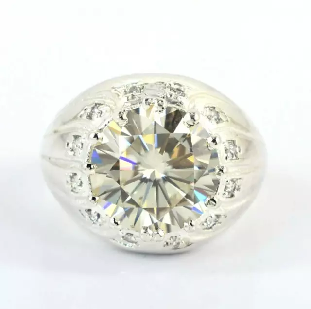 5 Karat Aus Weiß Behandelt Diamant Schwer Ring für Herren Tolle Luster Certified