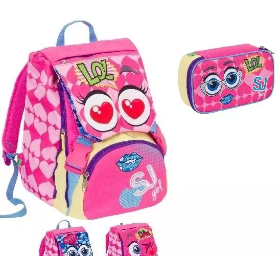 schoolpack SEVEN SJ GANG facce  Zaino sdoppiabile + Astuccio quick  case cuori