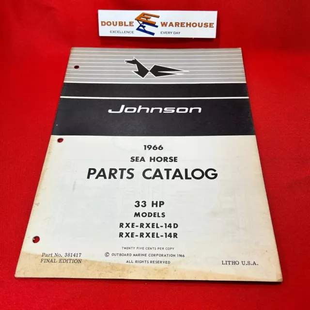 1966 Johnson Parts Catalog Sea Horse 33 HP 381417 OMC