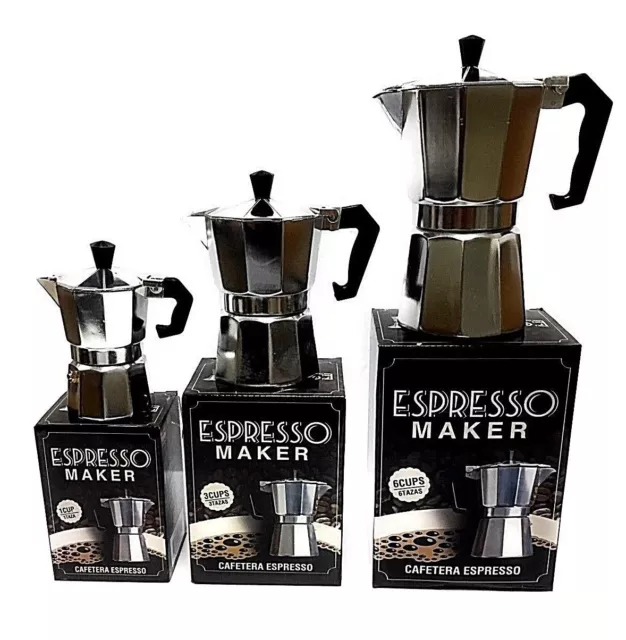 StoveTop Espresso Cuban Aluminum Coffee Cafetera Maker 1,3,6 Cups N Gasket Seals