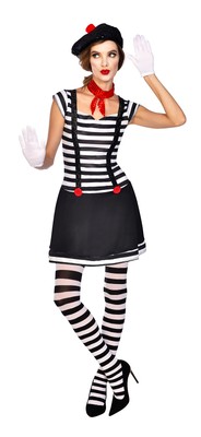 Adulto Donna Francese Signorina MIMO Circo Street esecutore Costume 
