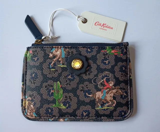 BNWT Cath Kidston London The Freston Rose Cowboy Mini Wallet Navy blue